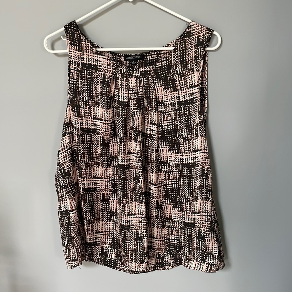 Notations Womens Large Sleeveless Blouse Black and Pink